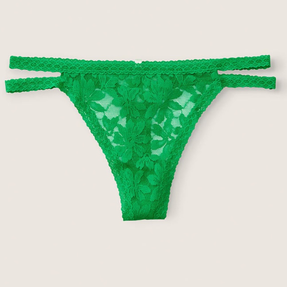 VS PINK sz M LACE STRAPPY THONG PANTY